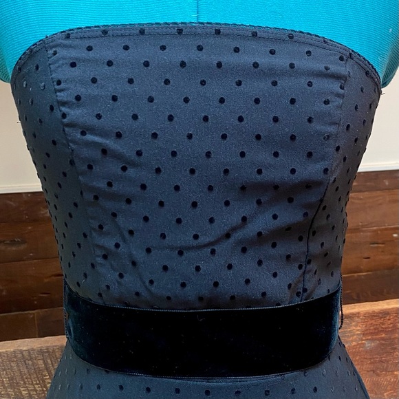 Rampage Gothic Strapless Sundress w/ Velvet Ribbon Belt & Polka Dots Vintage Y2K - Picture 8 of 11